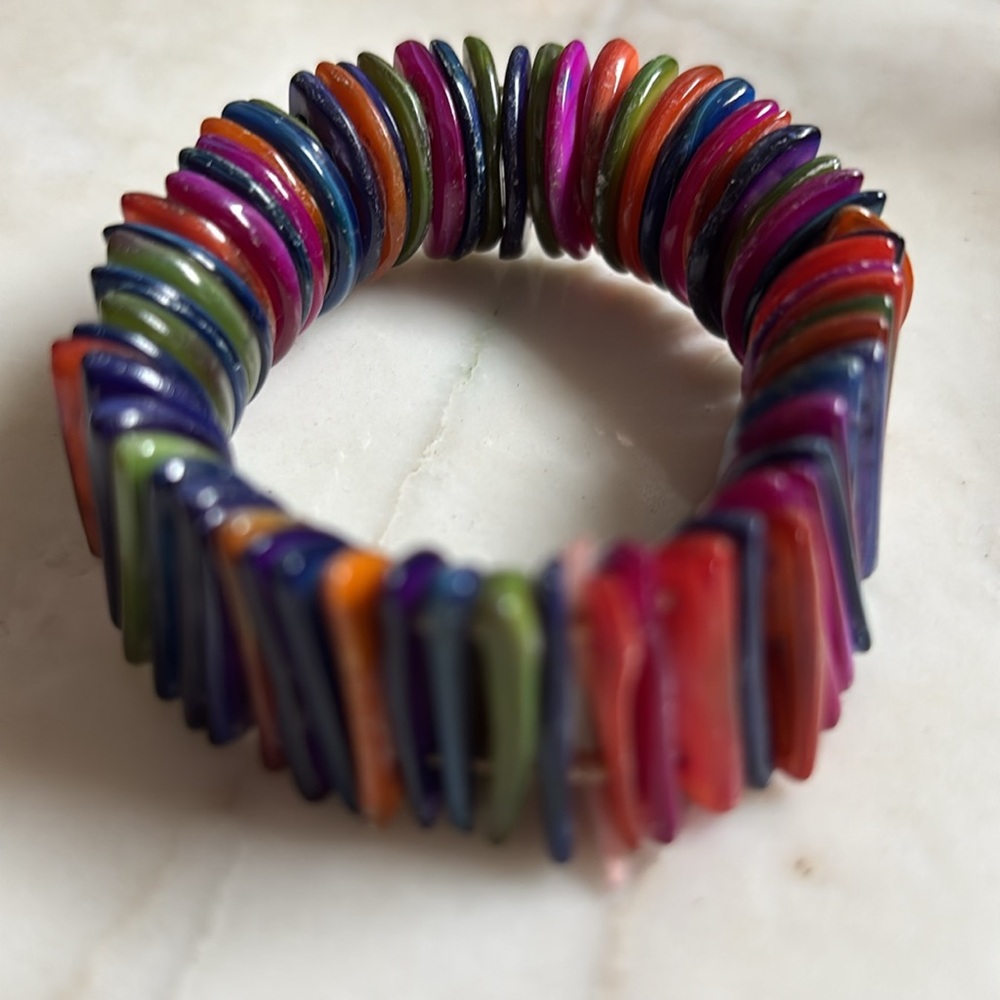 Multi-Color Shell Half Moon Elastic Bracelet - image 8